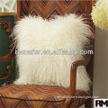 Luxury mongolian tibet lamb pillow cover in snow white color